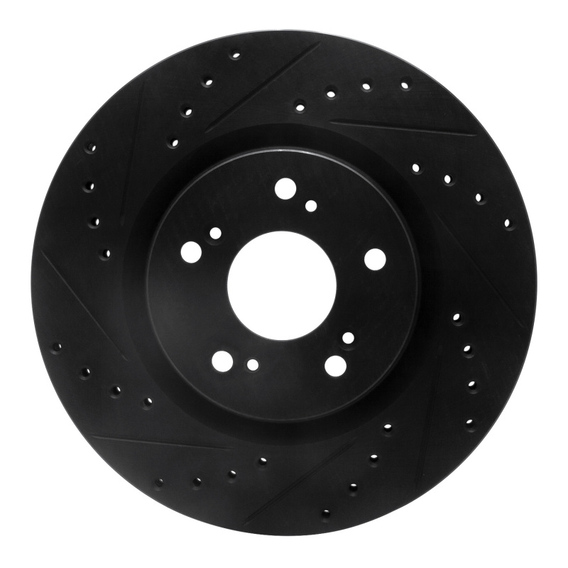 Acura NSX Brake Rotor (1) - Rear Left - R1 Concepts - Drilled & Slotted - Black - `97-`05